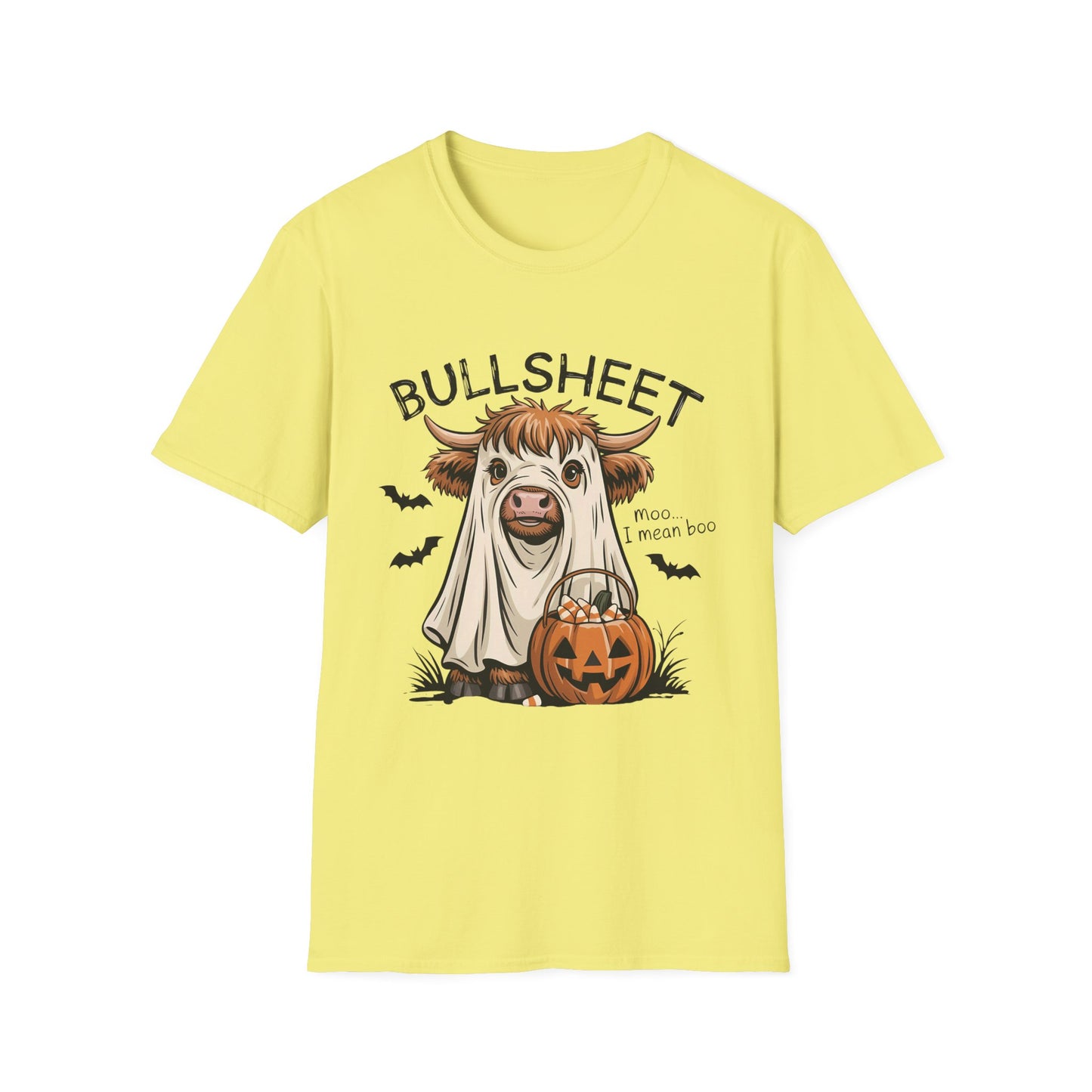 Halloween Bullsheet Cow Softstyle T-Shirt, Trick or Treat Tee, Spooky Halloween Shirt, Sarcastic Cow Shirt
