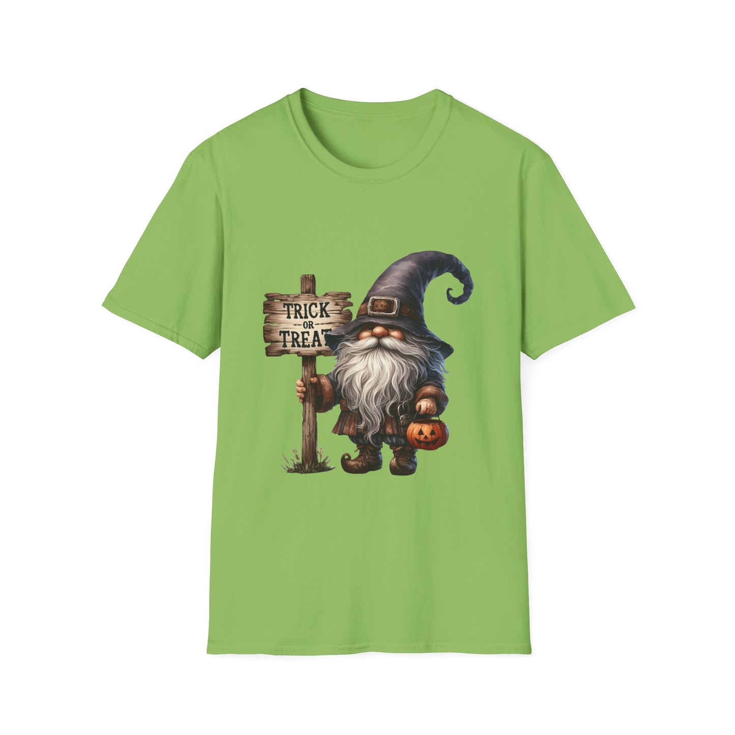 Happy Halloween Gnome Softstyle T-Shirt, Trick or Treat Tee, Spooky Halloween Shirt, Autumn Witch Hat Shirt, Enchanted Brew Top