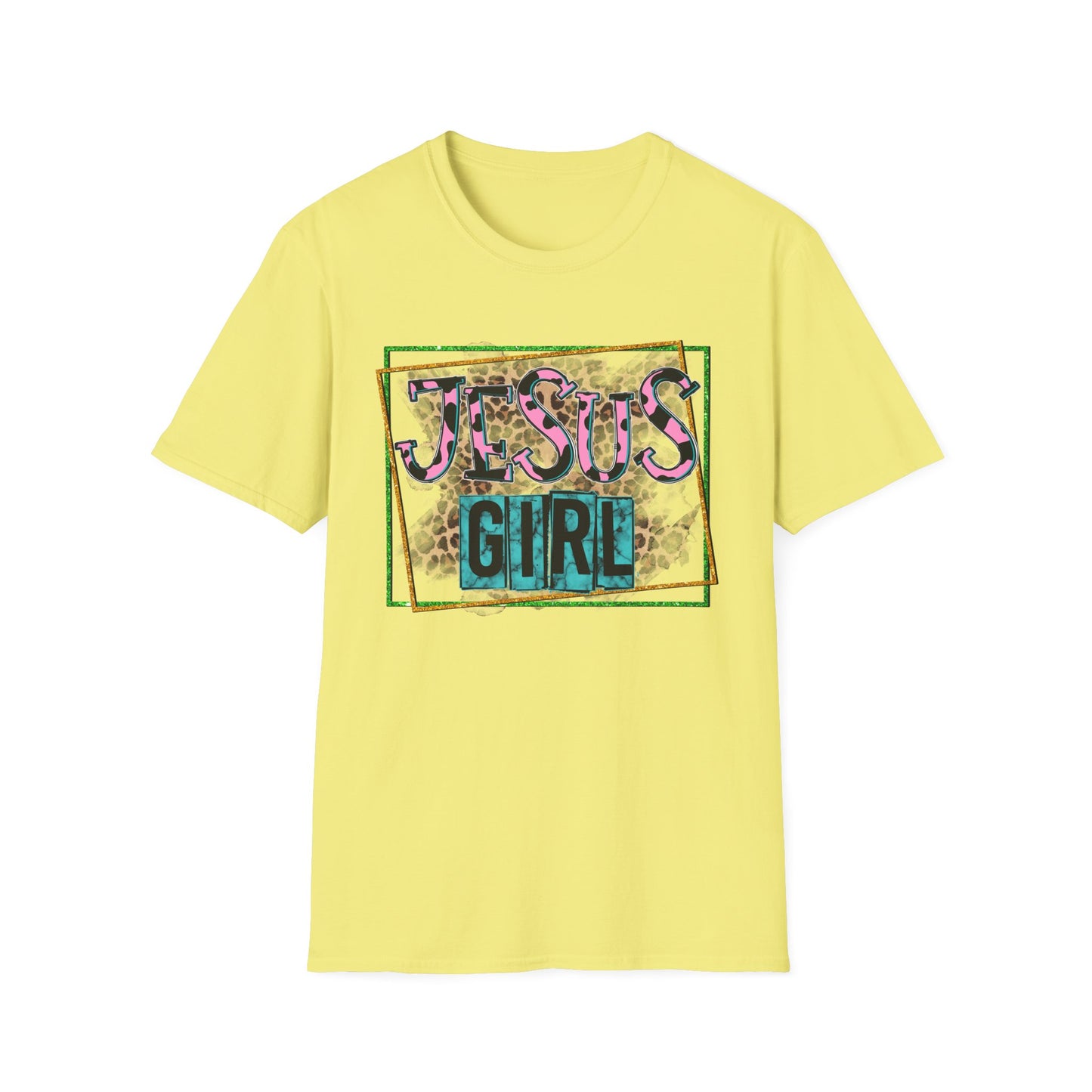 Jesus Girl Leopard Glitter Tee – Faith Meets Fierce