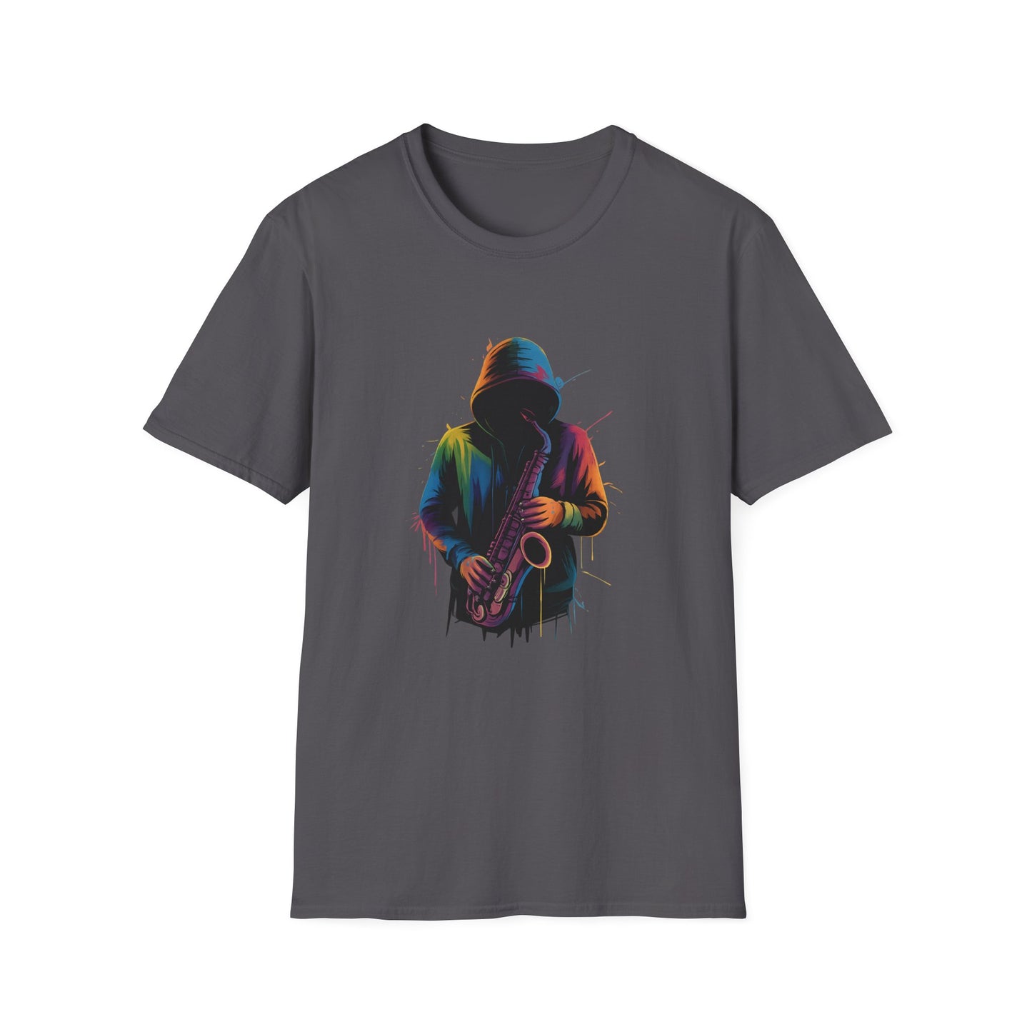 Musician Saxophonist Neon Paint Splatter T-Shirt