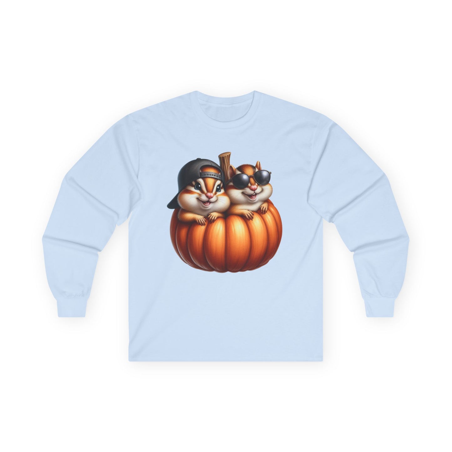 “Pumpkin Pals” Long Sleeve Tee – Chipmunk Chill Edition