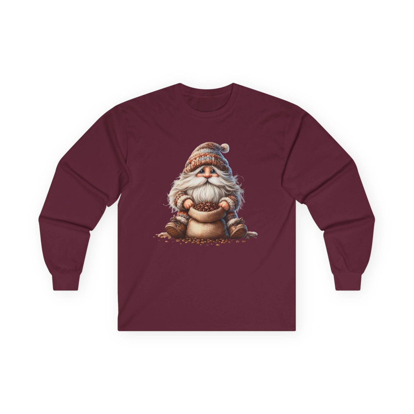“Coffee Bean Gnome” Long Sleeve Tee – Brewed & Bearded Edition