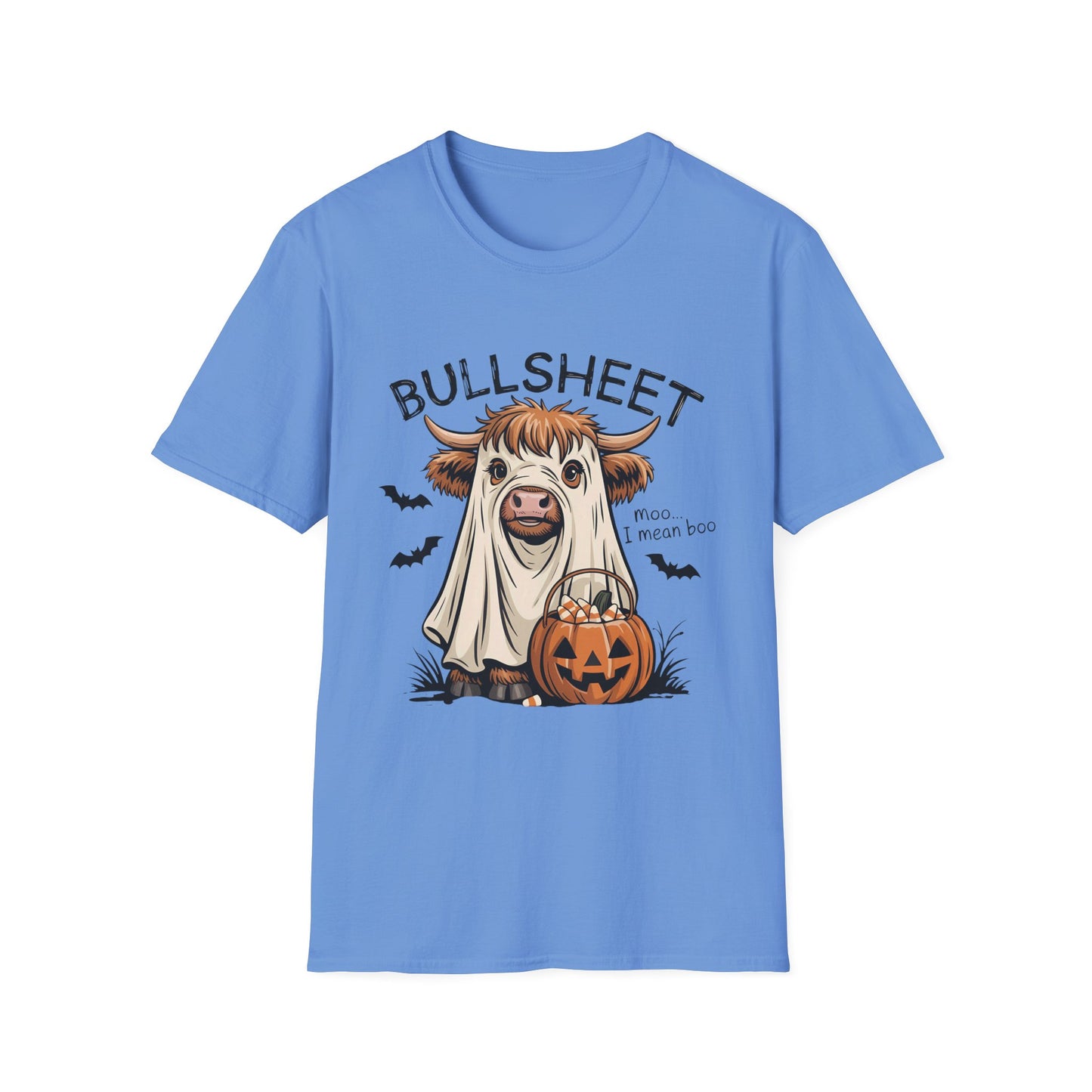 Halloween Bullsheet Cow Softstyle T-Shirt, Trick or Treat Tee, Spooky Halloween Shirt, Sarcastic Cow Shirt