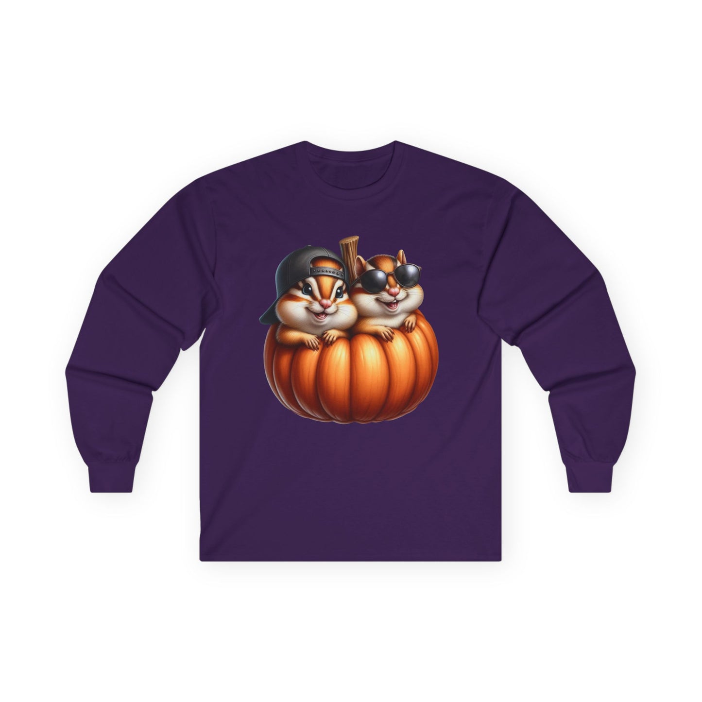 “Pumpkin Pals” Long Sleeve Tee – Chipmunk Chill Edition