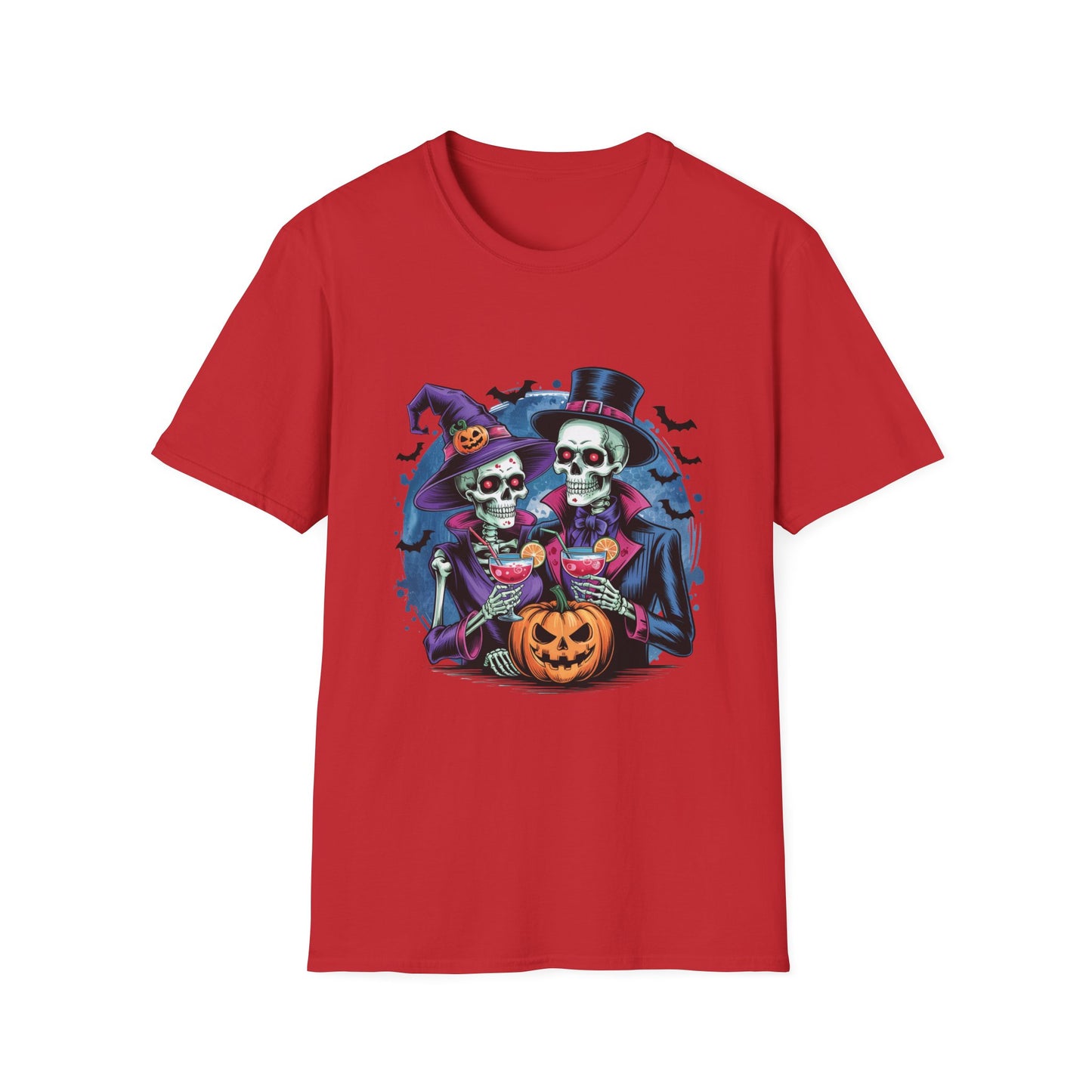 In Death We Toast Softstyle T-Shirt, Halloween Shirt, I Haunt You Shirt, Funny Skeleton Satire Shirt