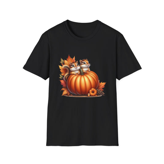 “Pumpkin Perch Chipmunks” Tee – Harvest Heart Edition