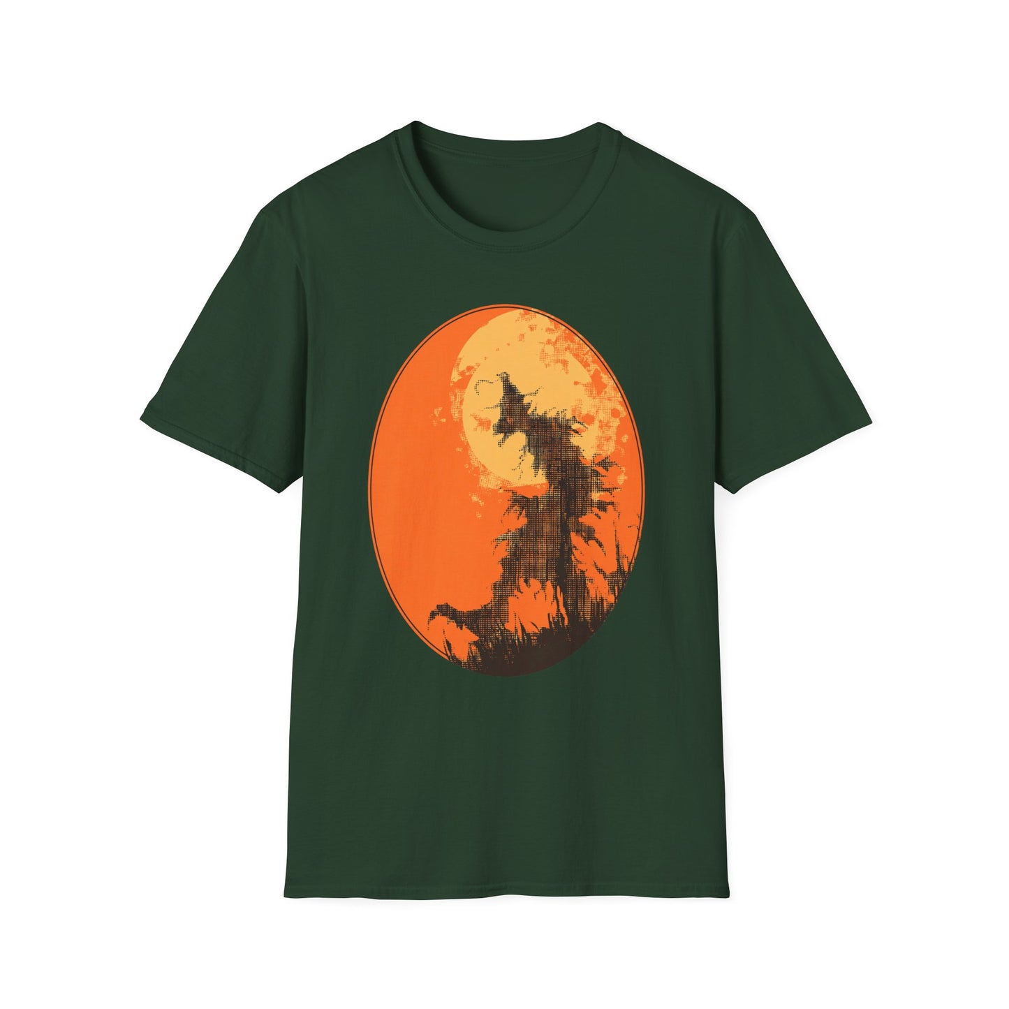 Field of Fear Halloween Twisted Scarecrow Silhouette Design Tee