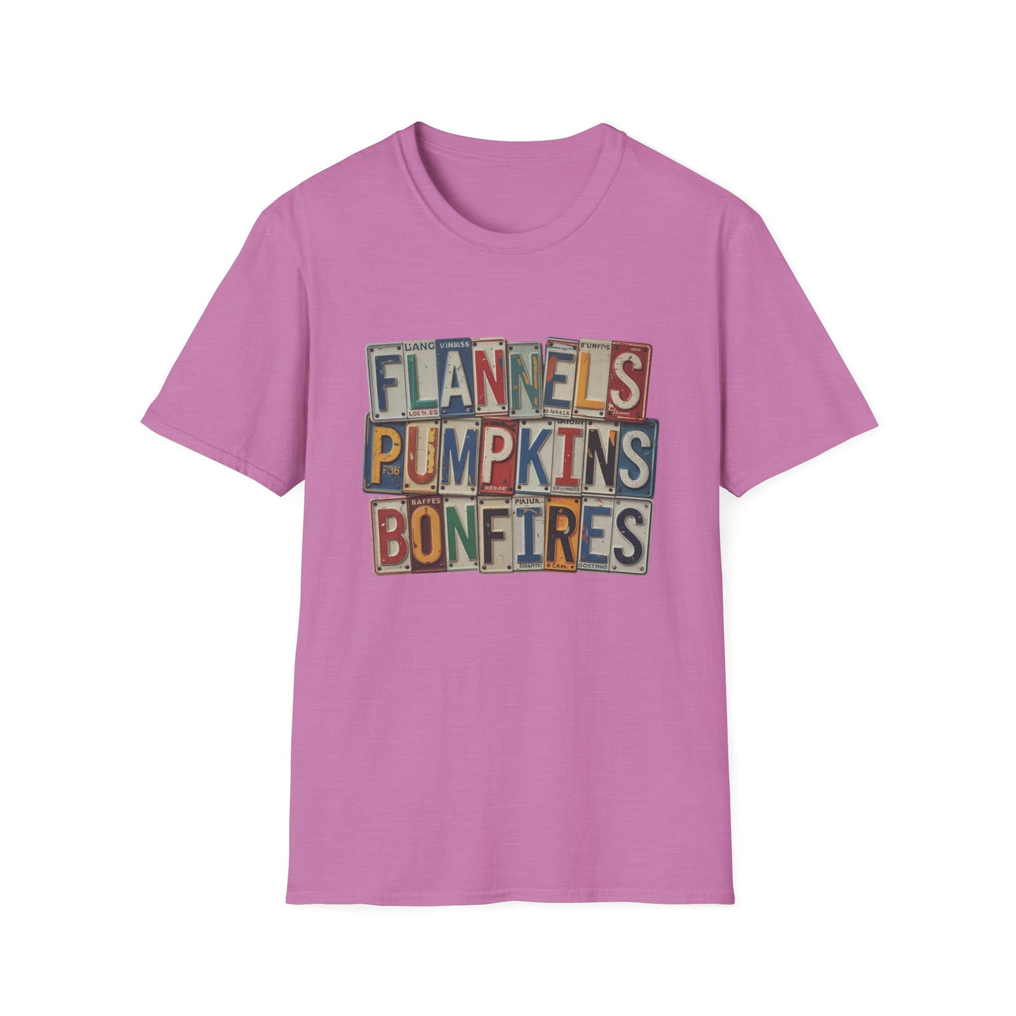 “Flannels, Pumpkins & Bonfires” Tee – License Plate Layers Edition
