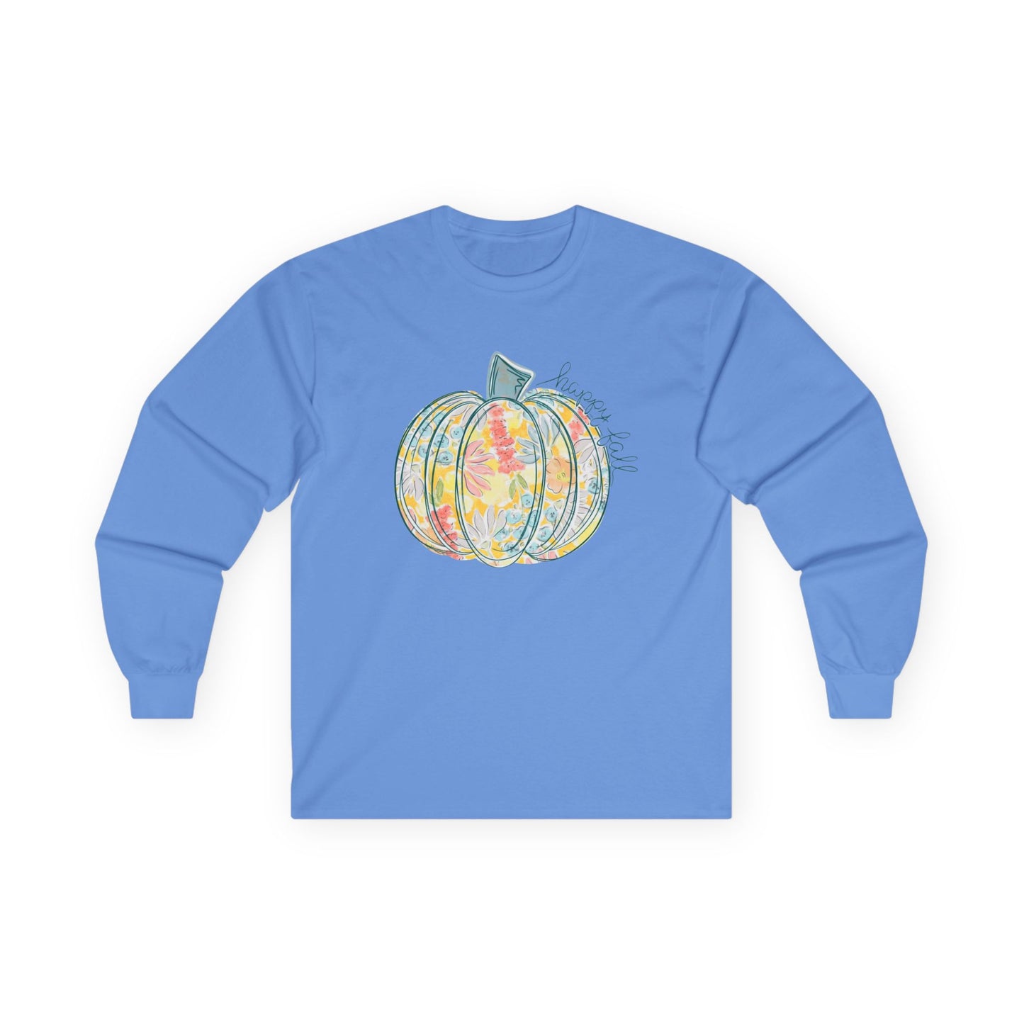 “Happy Fall Floral Pumpkin” Long Sleeve Tee – Bloom & Gourd Edition