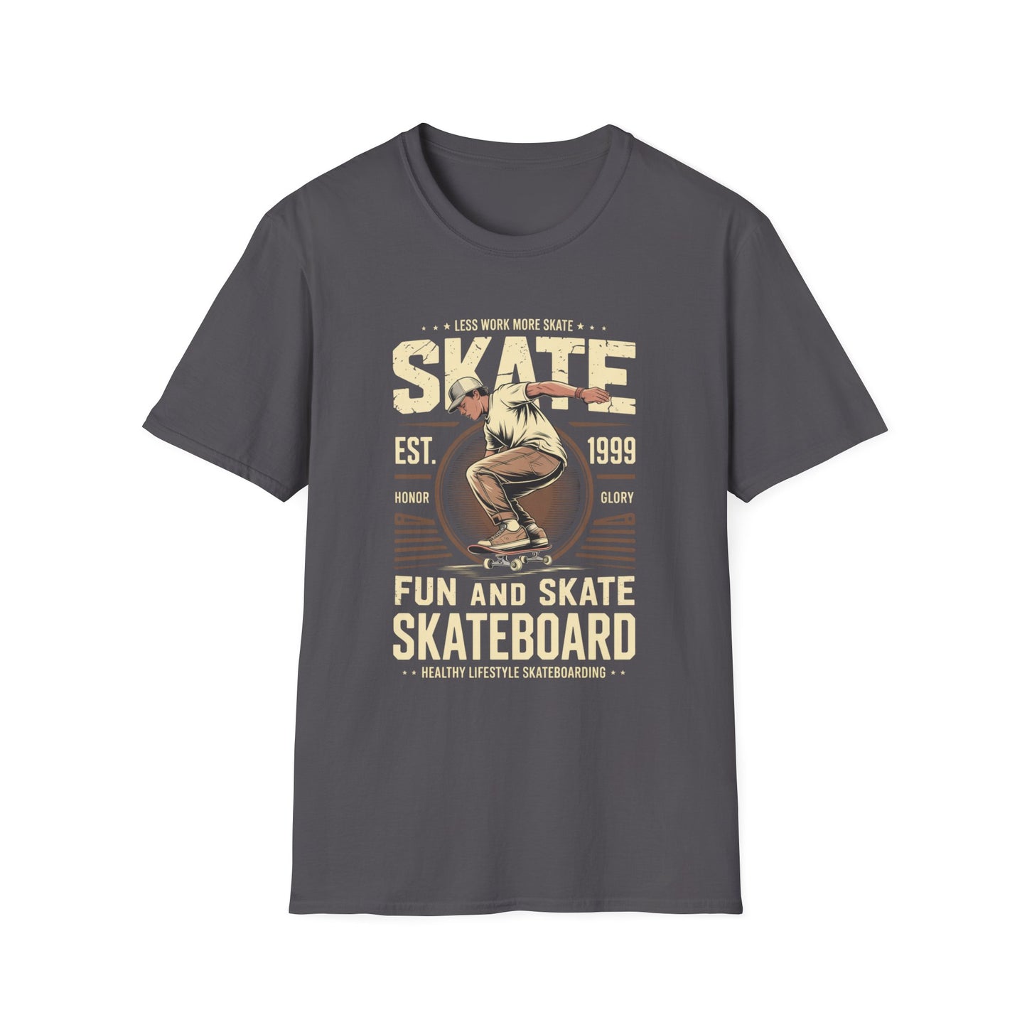 Less Work More Skate Vintage Skateboard Graphic Tee