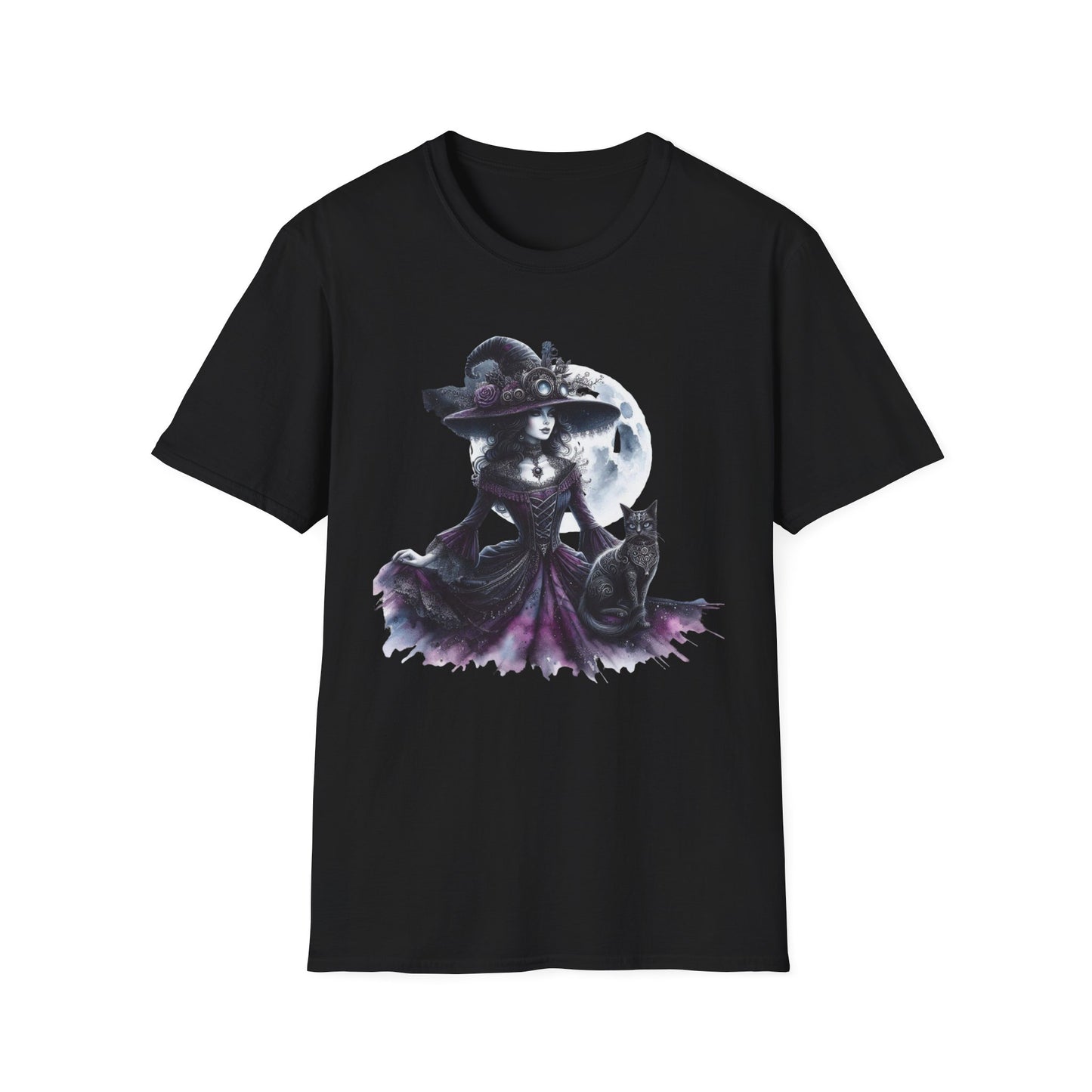 “Moonlit Witch & Cat” Tee – Enchanted Night Edition