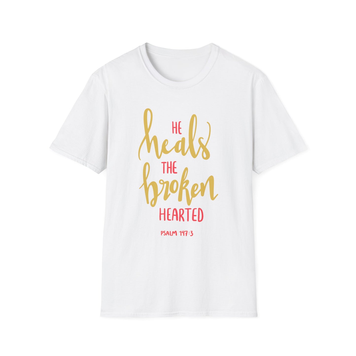 He Heals the Brokenhearted Tee – Psalm 147:3 Comfort Edition