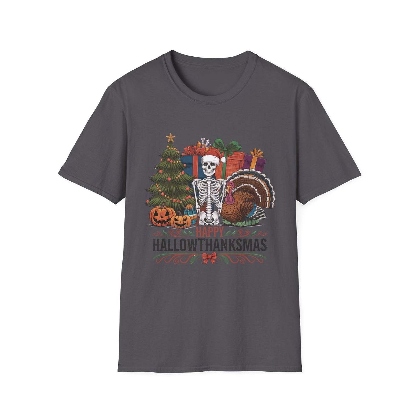 Happy Hallowthanksmas – Skeleton Holiday Mashup Short Sleeve Tee