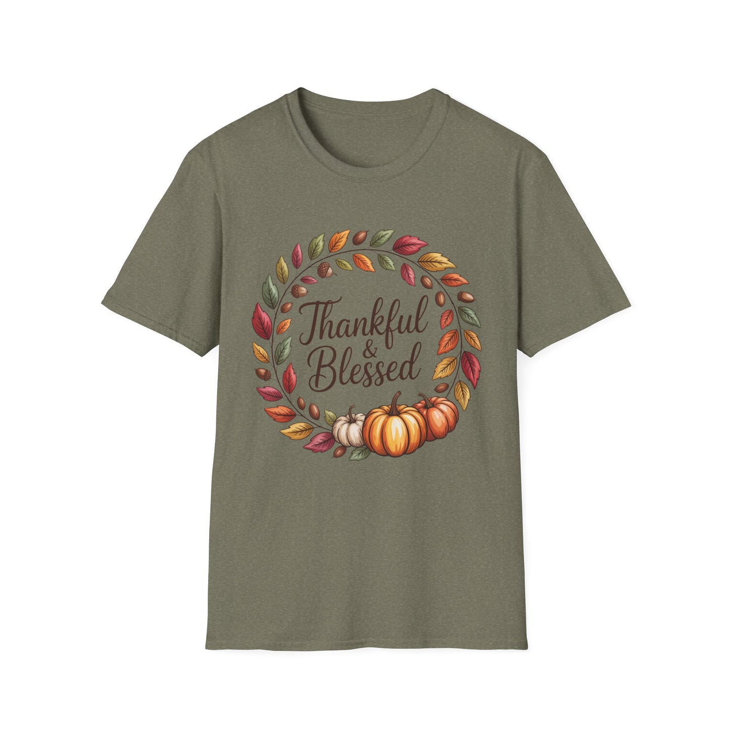 Thankful & Blessed – Autumn Wreath Edition Short Sleeve Tee