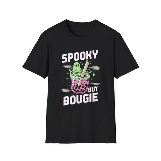 Ghostly Bubble Tea Unisex Softstyle T-Shirt, Spooky Sip, Halloween Tee, Bougie Spirit Shirt, Pastel Sparkles Shirt, Haunted Beverage Top