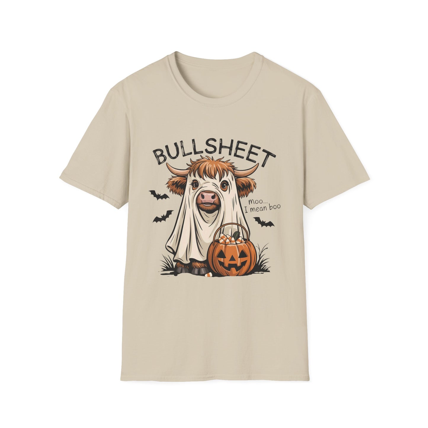Halloween Bullsheet Cow Softstyle T-Shirt, Trick or Treat Tee, Spooky Halloween Shirt, Sarcastic Cow Shirt