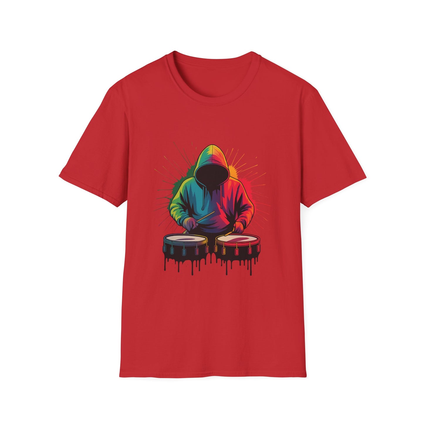 Neon Musician Drummer Paint Splatter T-Shirt