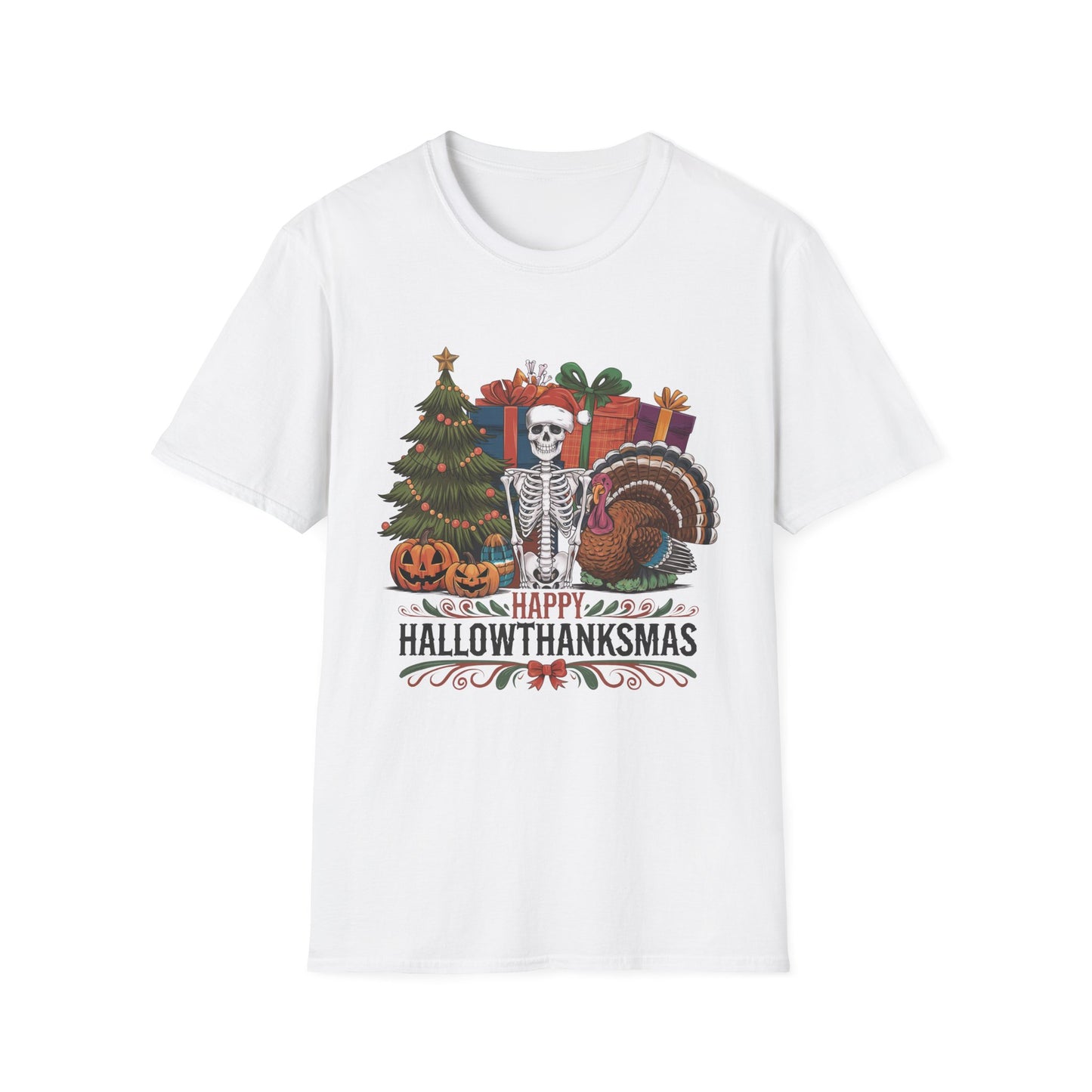 Happy Hallowthanksmas – Skeleton Holiday Mashup Short Sleeve Tee
