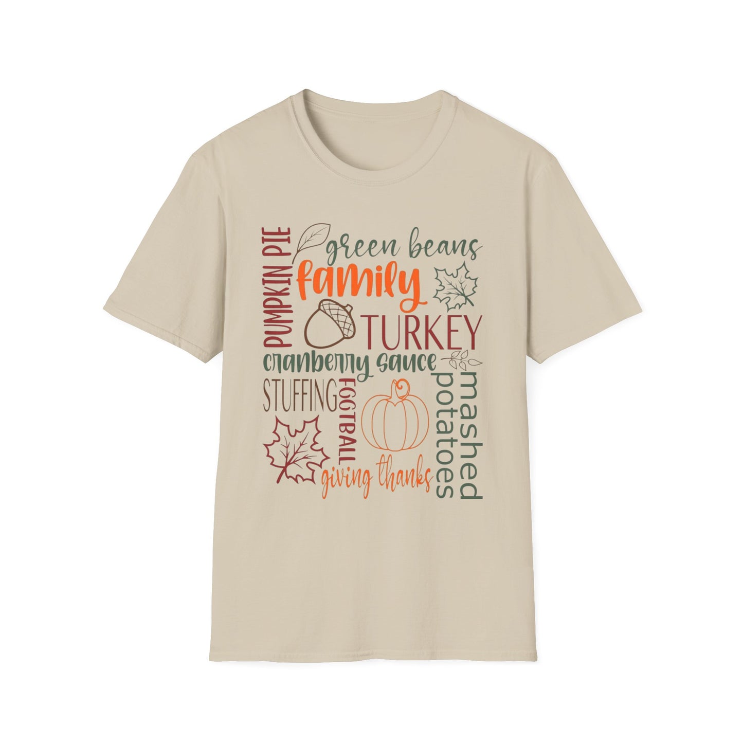 Thanksgiving Word Collage – Feast & Family Edition Short Sleeve Tee