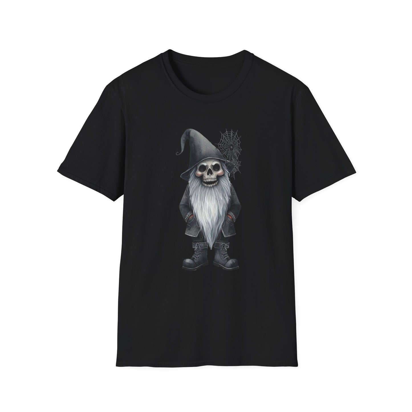 “Grim Gnome” Tee – Webbed Beard & Skull Grin Edition