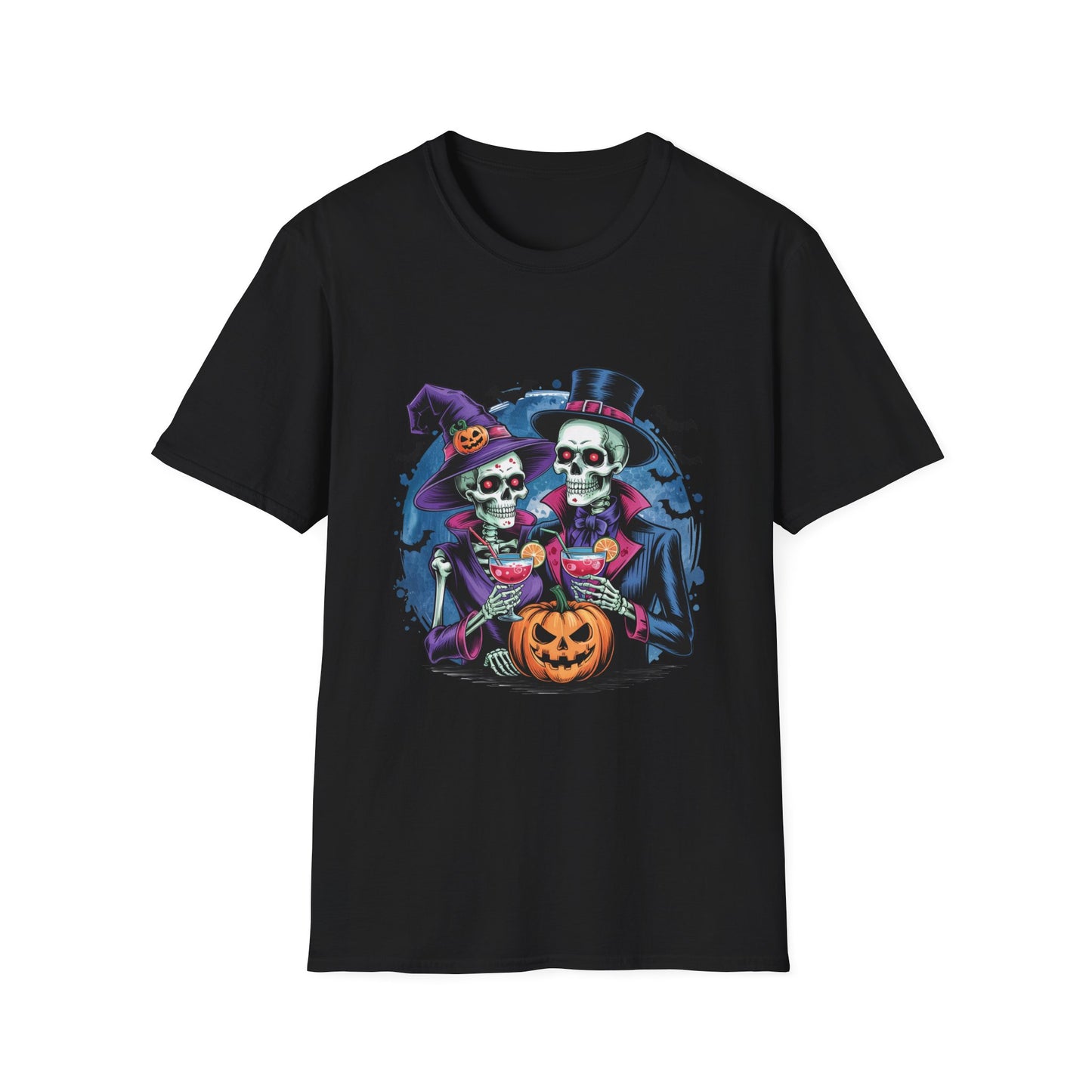 In Death We Toast Softstyle T-Shirt, Halloween Shirt, I Haunt You Shirt, Funny Skeleton Satire Shirt