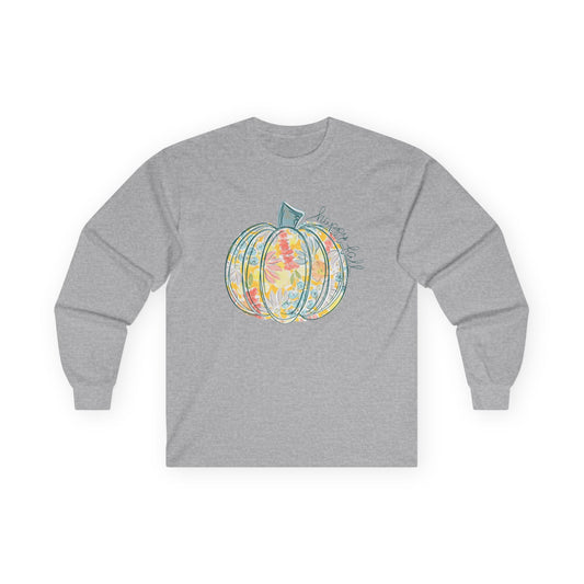 “Happy Fall Floral Pumpkin” Long Sleeve Tee – Bloom & Gourd Edition