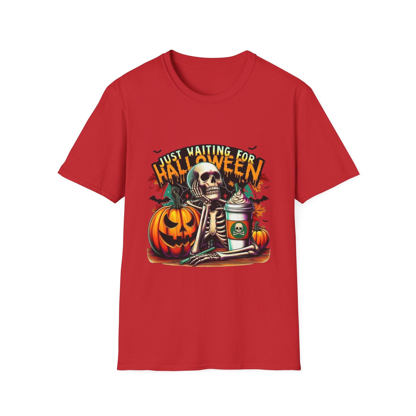 Just Waiting For Halloween Softstyle T-Shirt, Halloween Shirt, Formal Skeleton Shirt, Funny Skeleton Satire Shirt