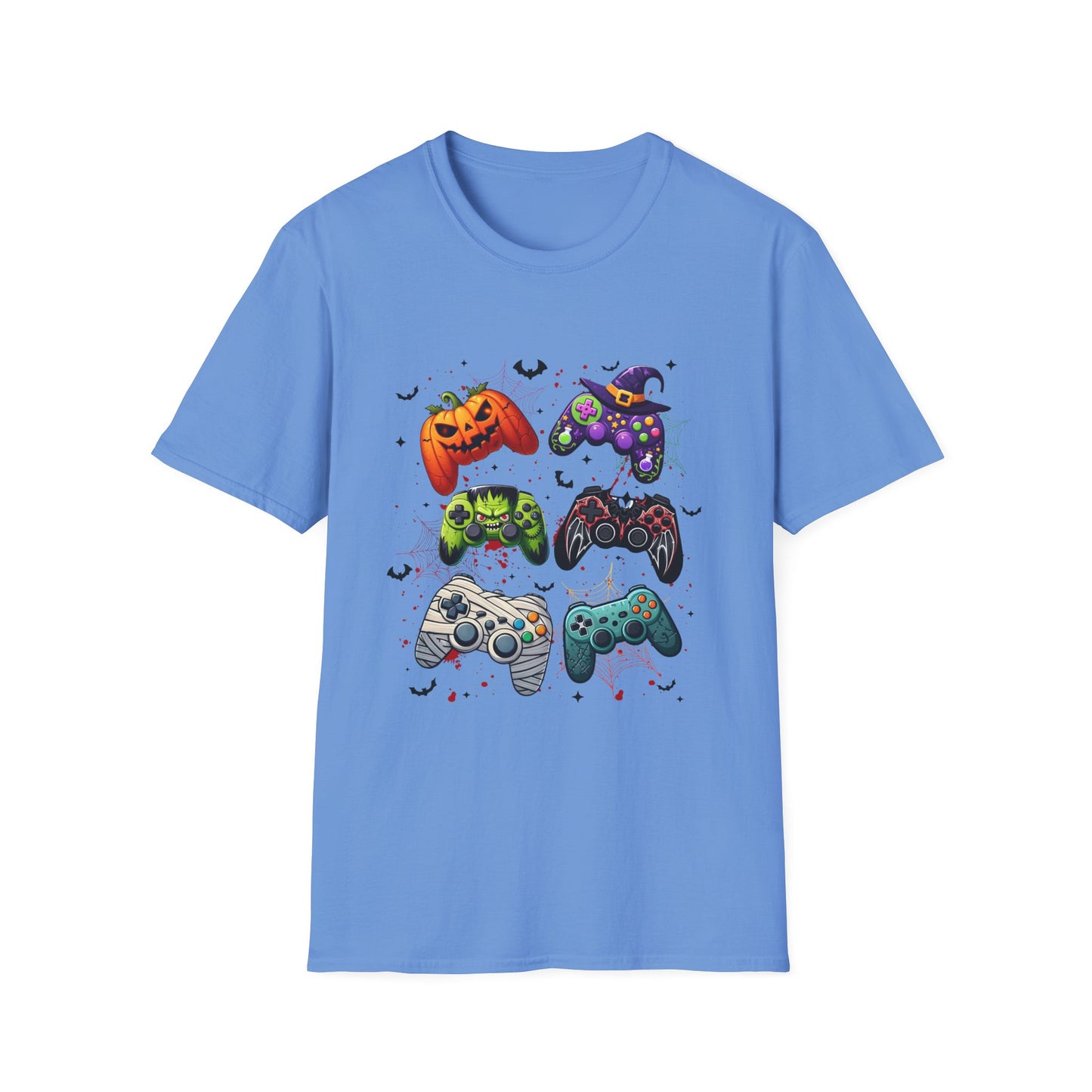 Halloween Gamepad T-Shirt, Gamer Tee for Horror Levels, Spooky Season Shirt, Unisex Softstyle Top, Cursed Vibe Controller Costume