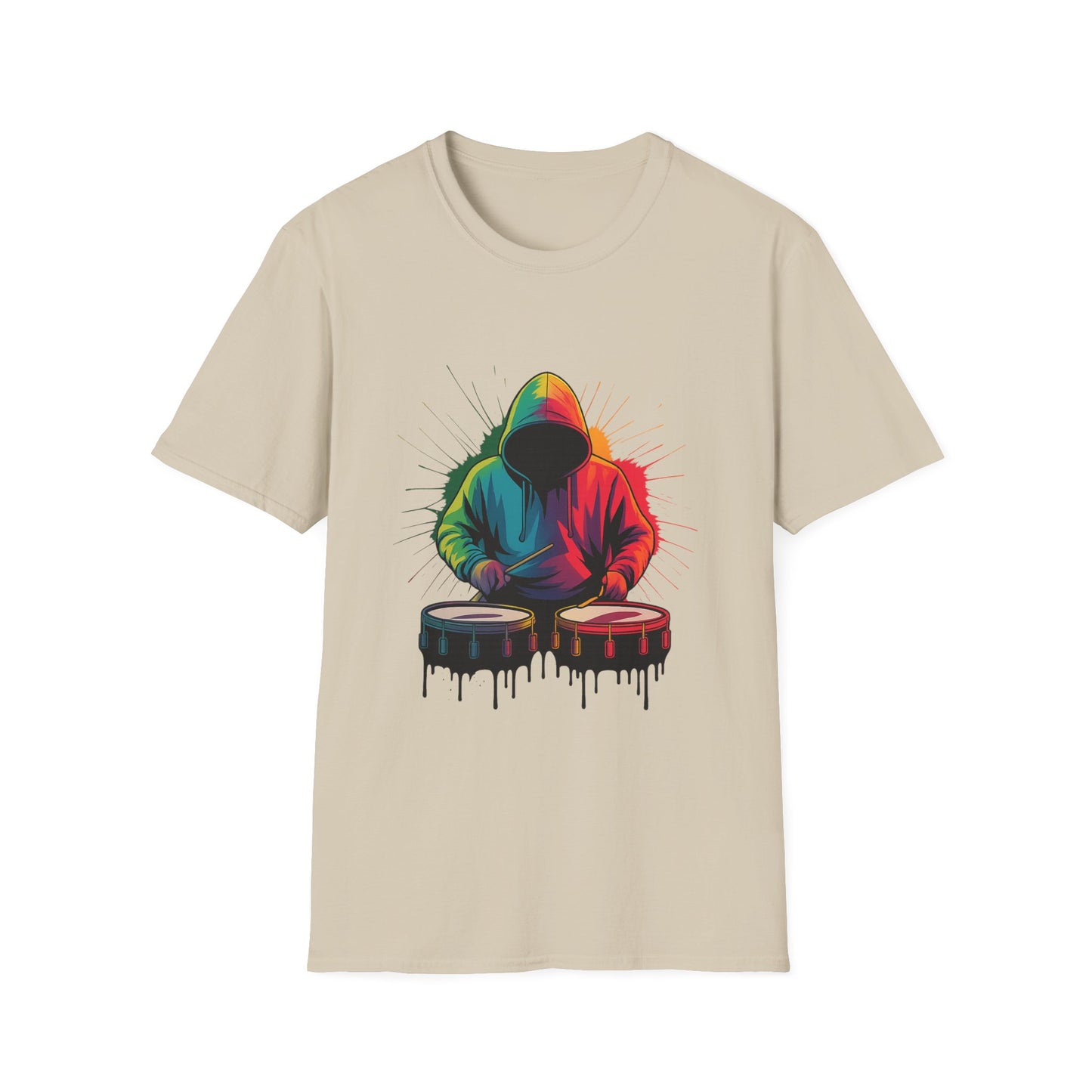 Neon Musician Drummer Paint Splatter T-Shirt