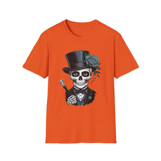 Dead Formal Softstyle T-Shirt, Halloween Shirt, Formal Skeleton Shirt, Funny Skeleton Satire Shirt