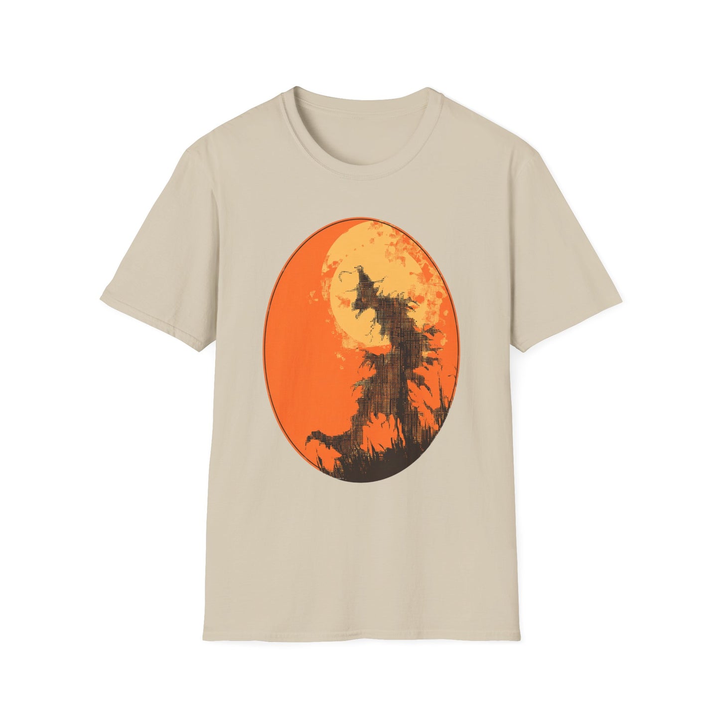 Field of Fear Halloween Twisted Scarecrow Silhouette Design Tee