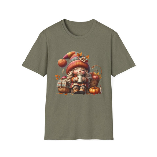 “Cozy Cup Gnome” Tee – Autumn Hearth Edition