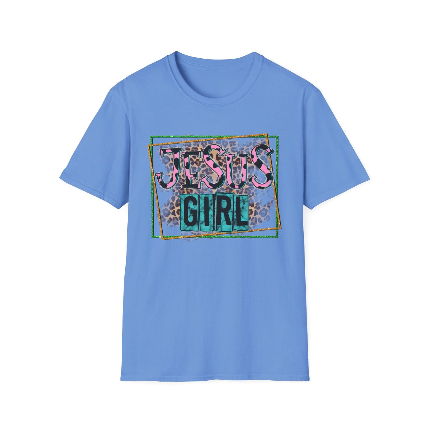 Jesus Girl Leopard Glitter Tee – Faith Meets Fierce