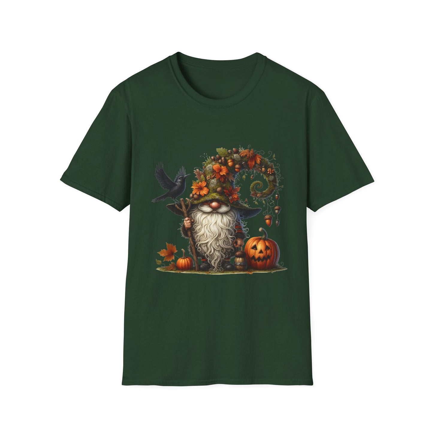 Halloween Forest Gnome Softstyle T-Shirt, Trick or Treat Tee, Spooky Halloween Shirt, Autumn Witch Hat Shirt, Enchanted Brew Top