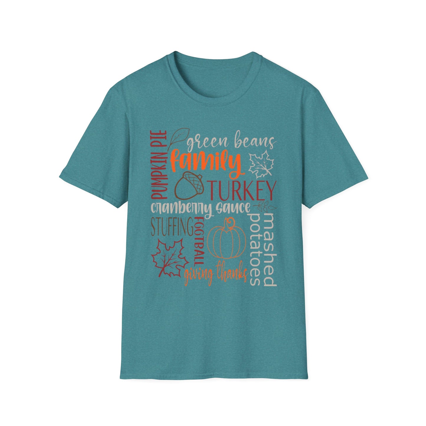 Thanksgiving Word Collage – Feast & Family Edition Short Sleeve Tee