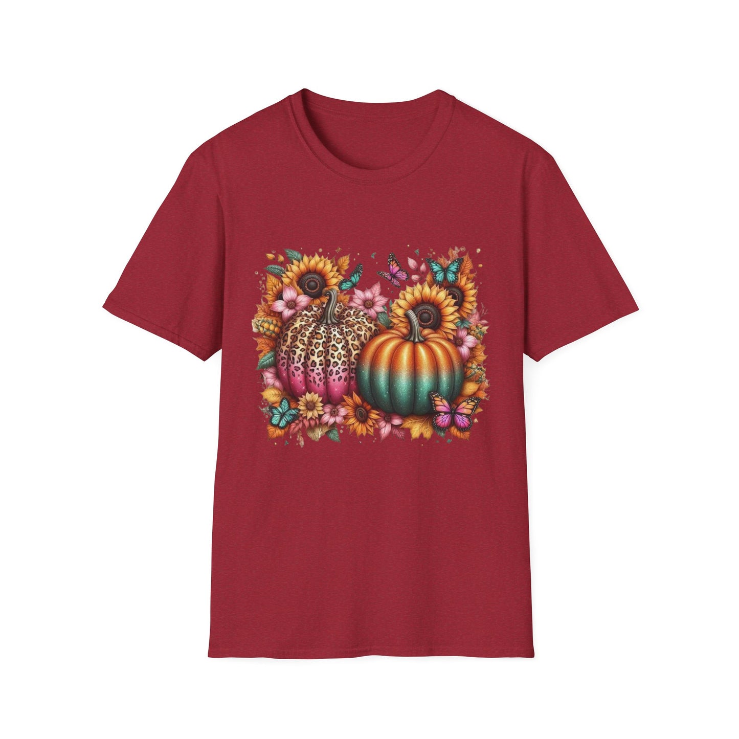 “Wild Bloom Pumpkins” Tee – Leopard Luxe & Teal Twilight Edition