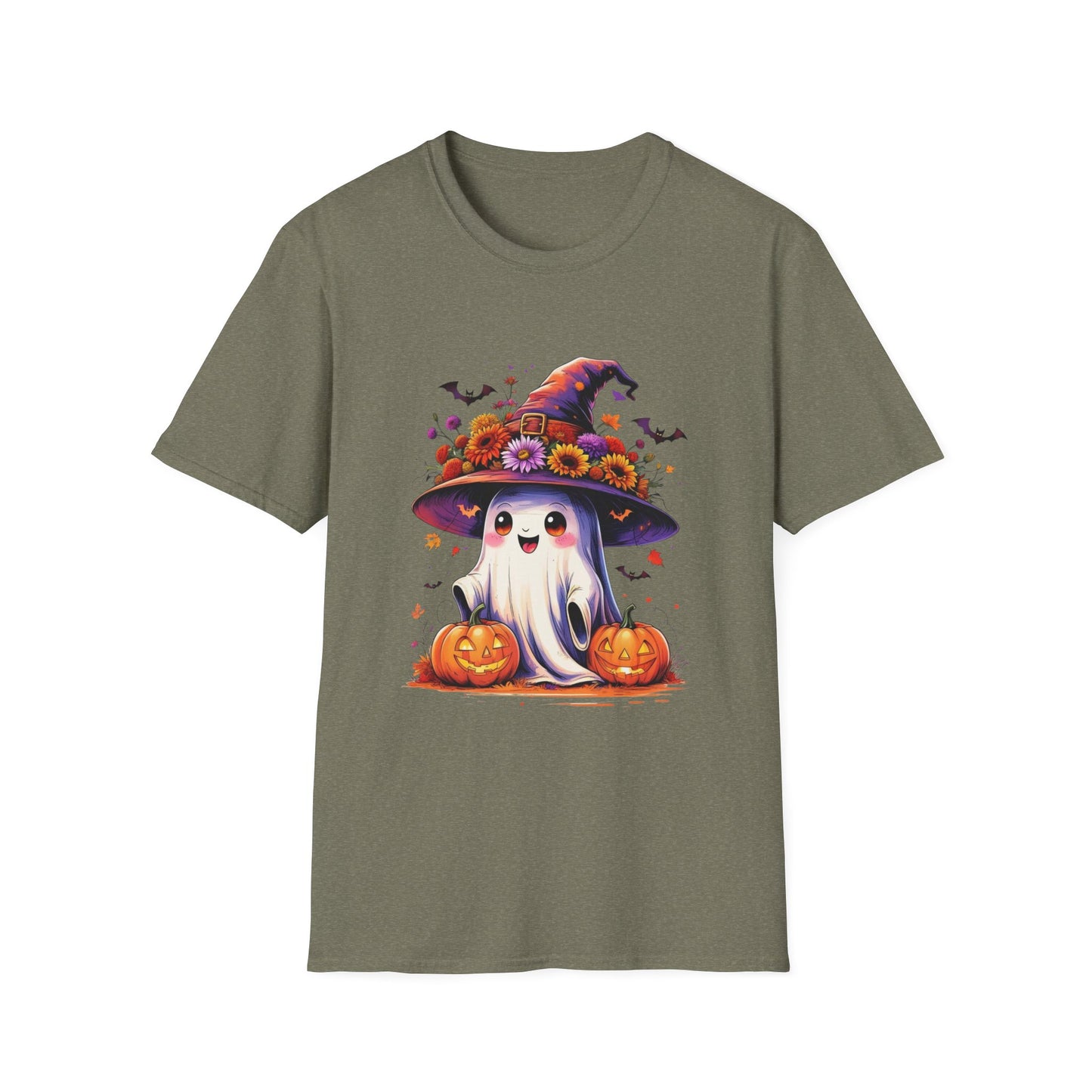 “Floral Ghost & Pumpkin” Tee – Autumn Bloom Edition