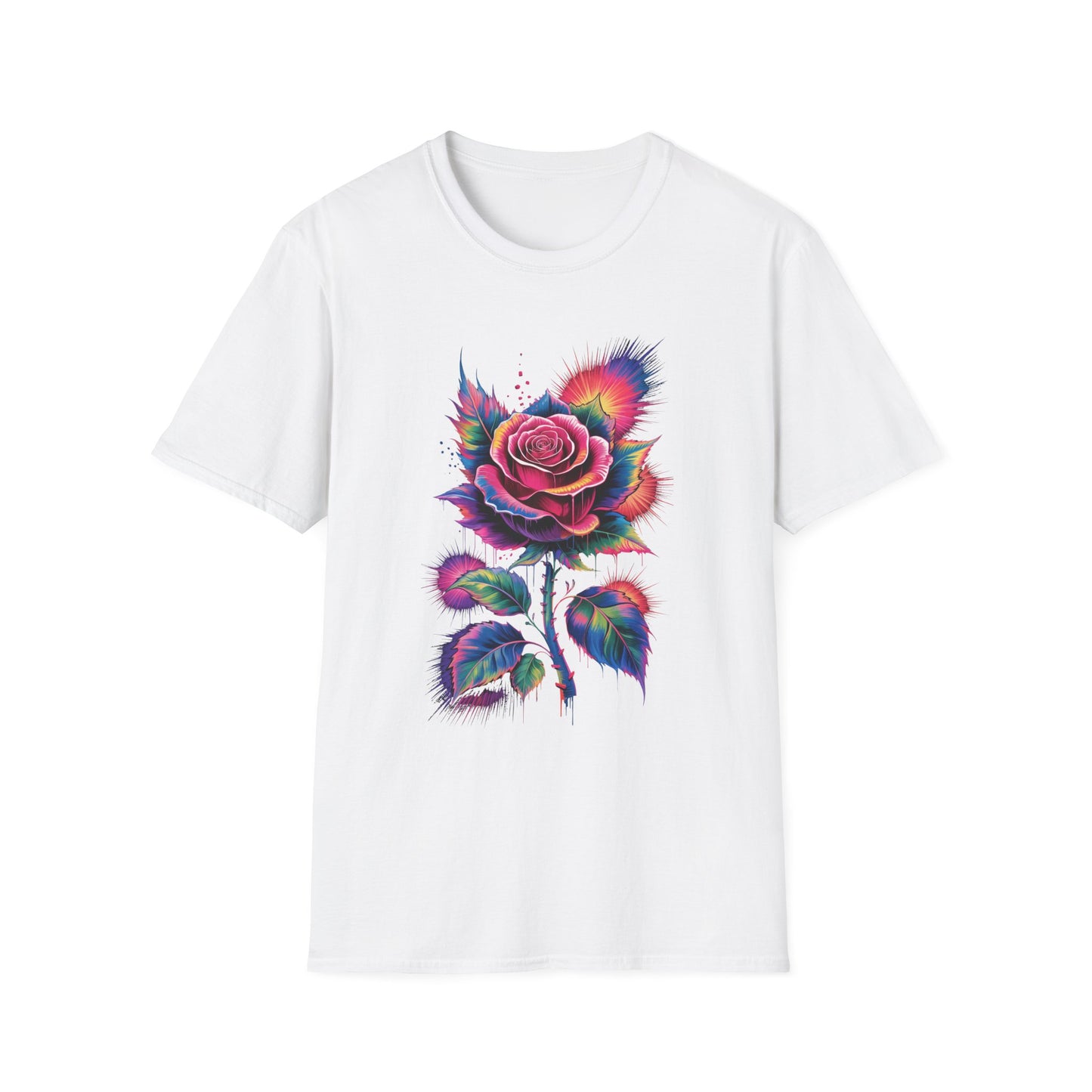 Colorburst Rose Vibrant Floral Graphic Tee