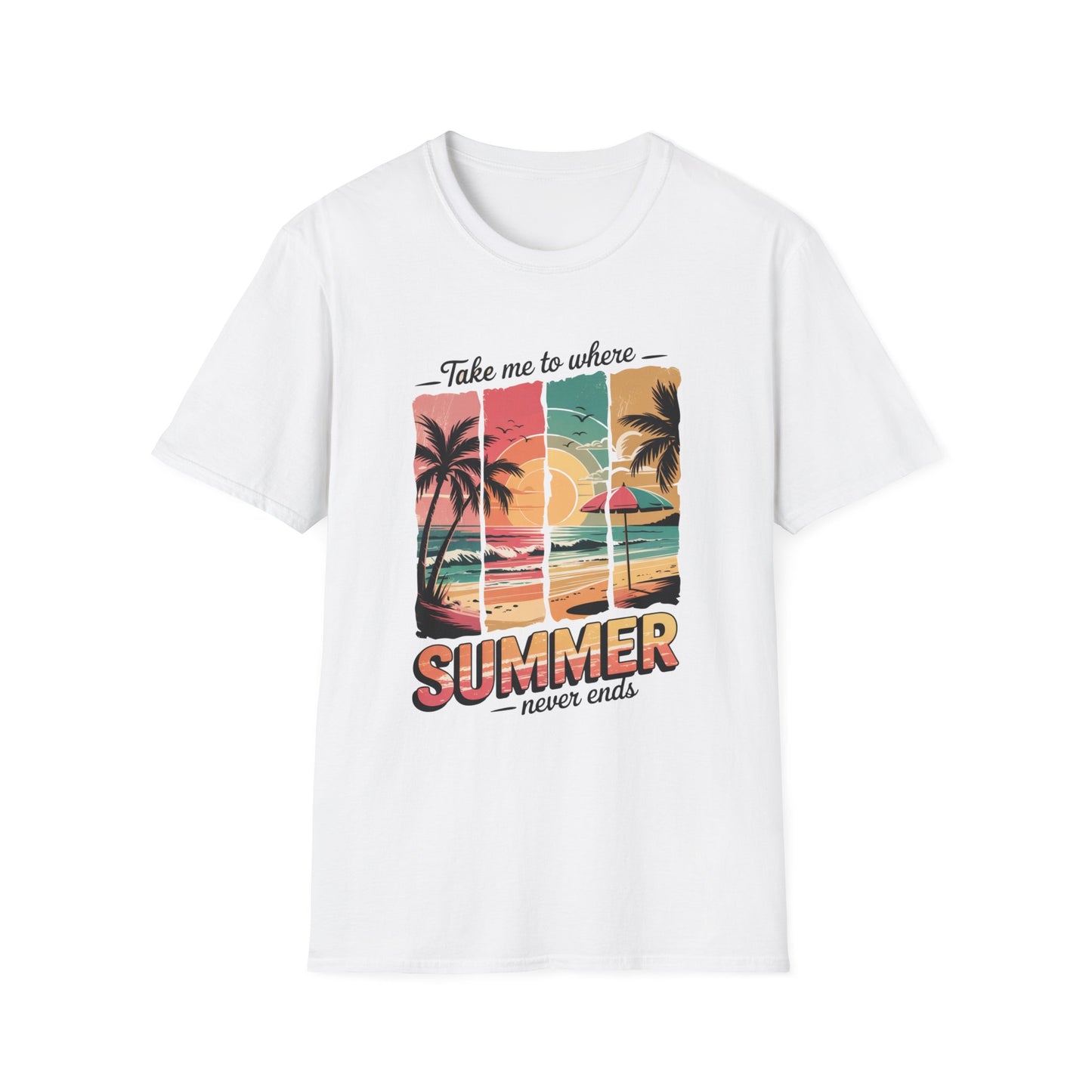 Where Summer Never Ends Sunset Panel Graphic Tee