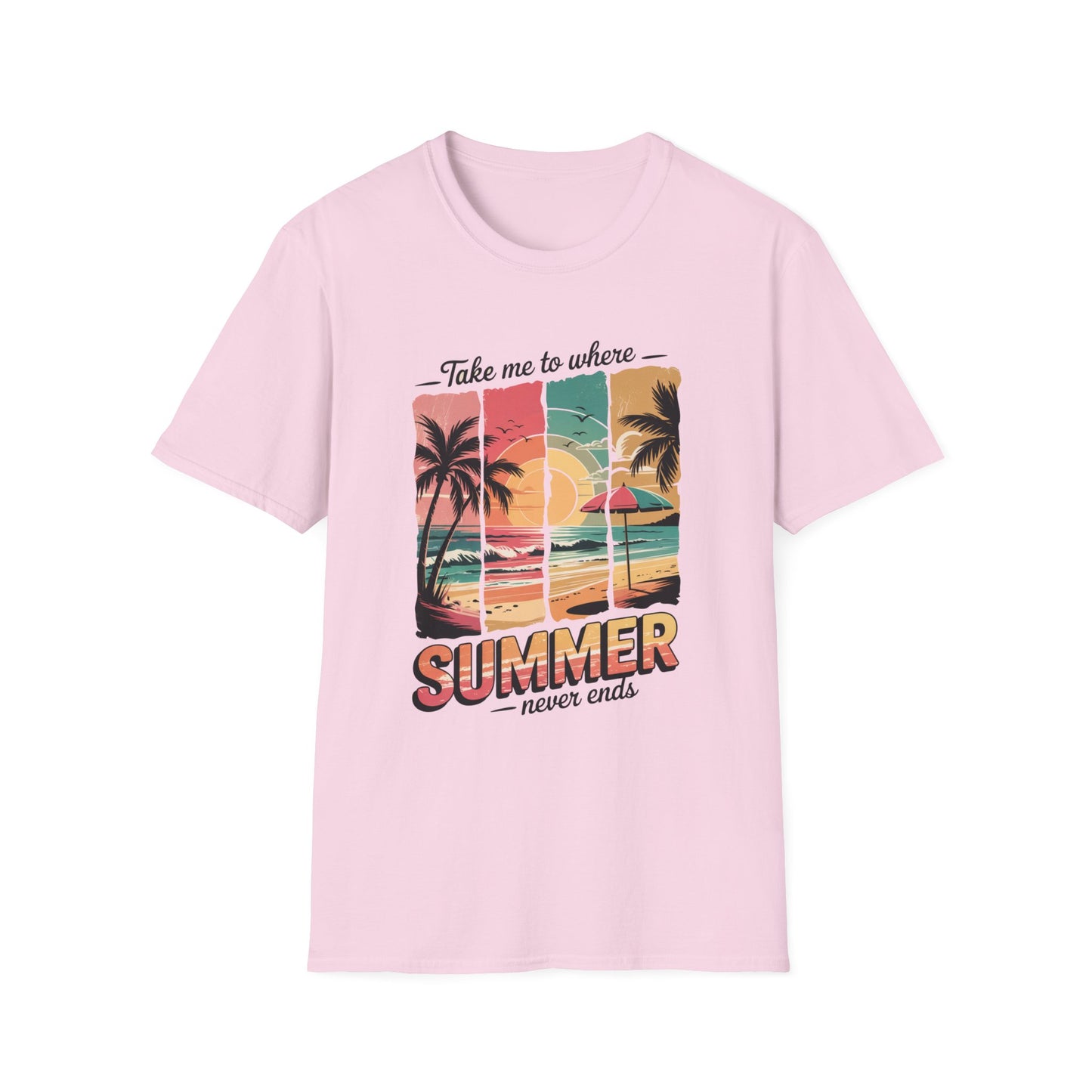 Where Summer Never Ends Sunset Panel Graphic Tee