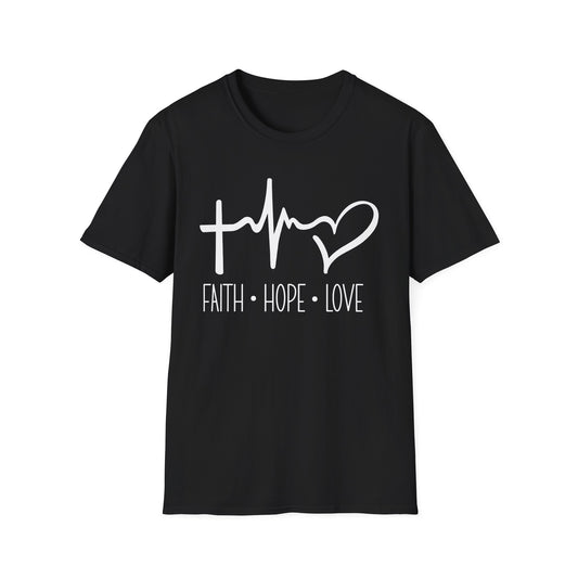 Faith • Hope • Love Tee – Heartbeat Cross Edition