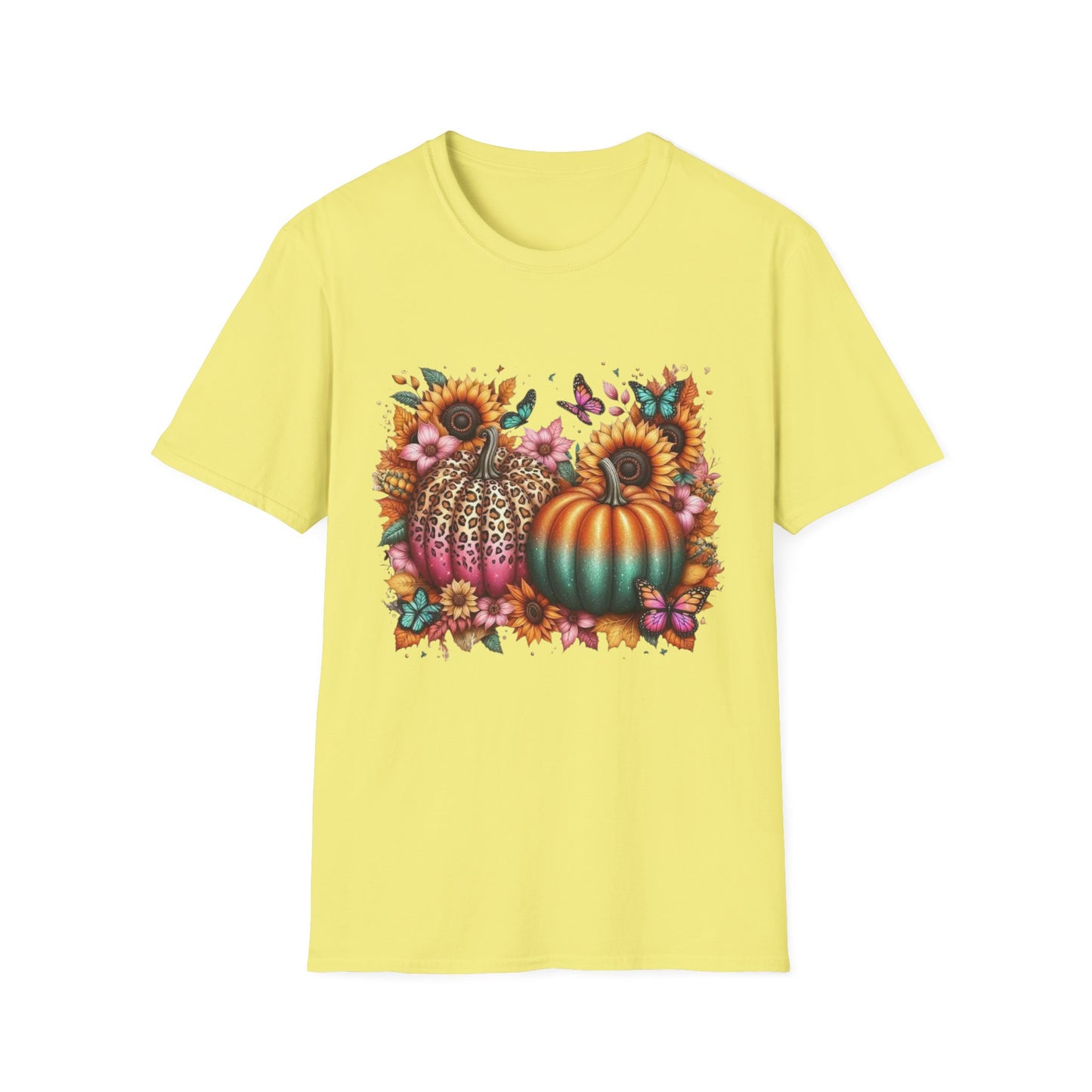 “Wild Bloom Pumpkins” Tee – Leopard Luxe & Teal Twilight Edition
