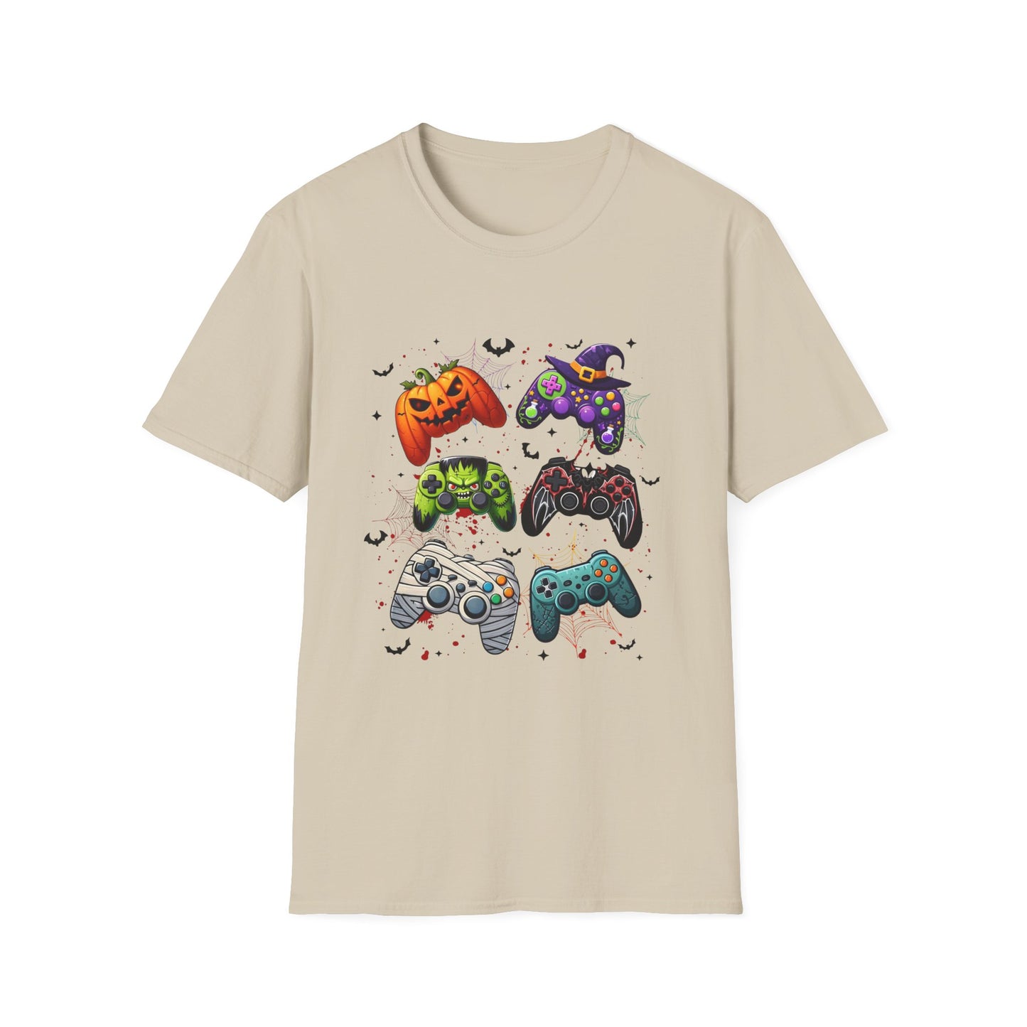 Halloween Gamepad T-Shirt, Gamer Tee for Horror Levels, Spooky Season Shirt, Unisex Softstyle Top, Cursed Vibe Controller Costume