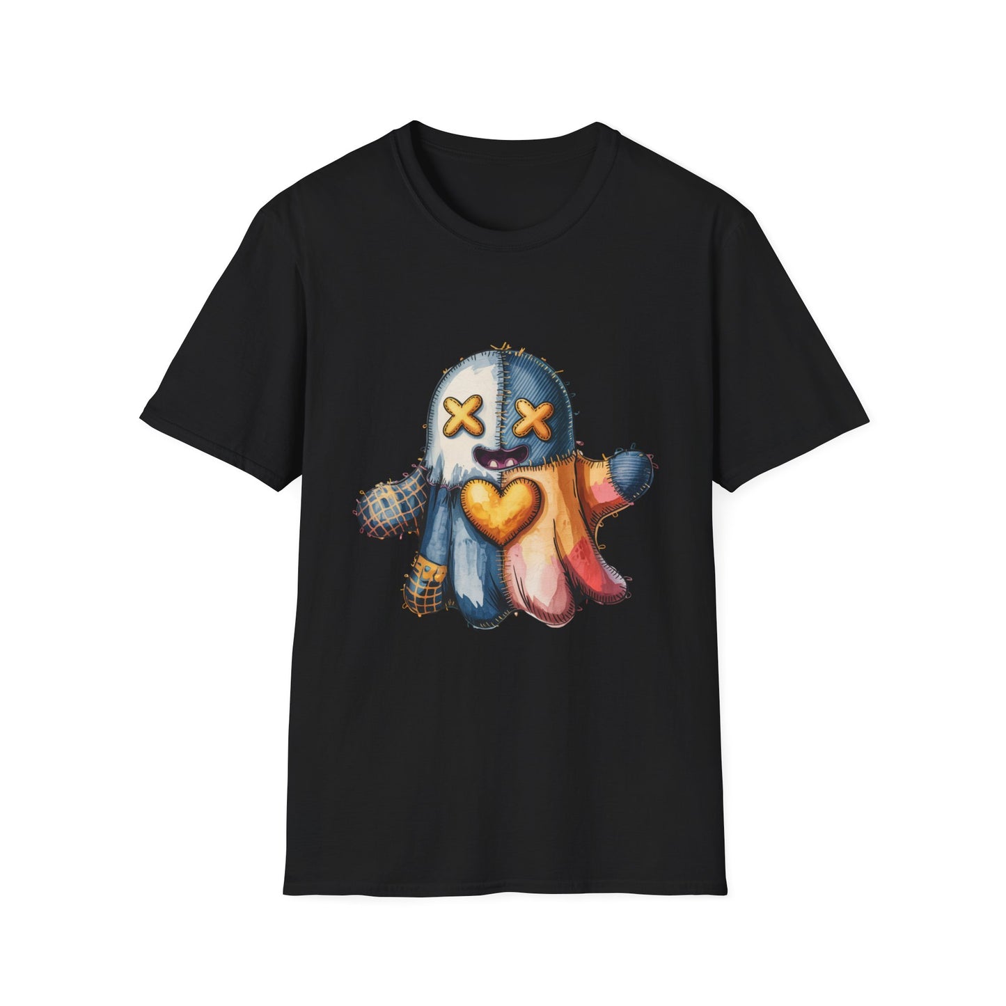 Spooky Plush Character Unisex Softstyle T-Shirt - Ghostlike Pop-Art Mascot Tee, Halloween Trick-or-Treat Apparel, Stitched Style Shirt,
