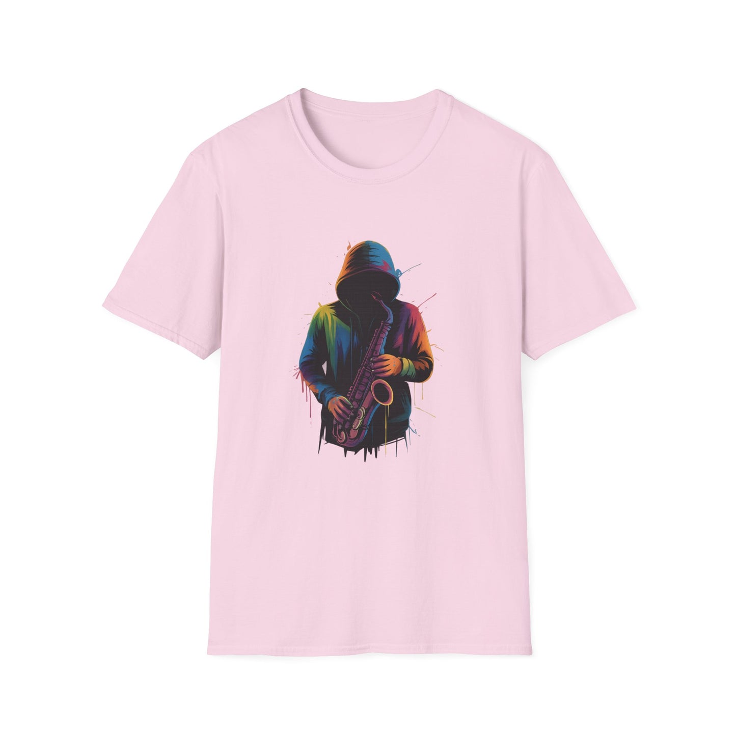 Musician Saxophonist Neon Paint Splatter T-Shirt