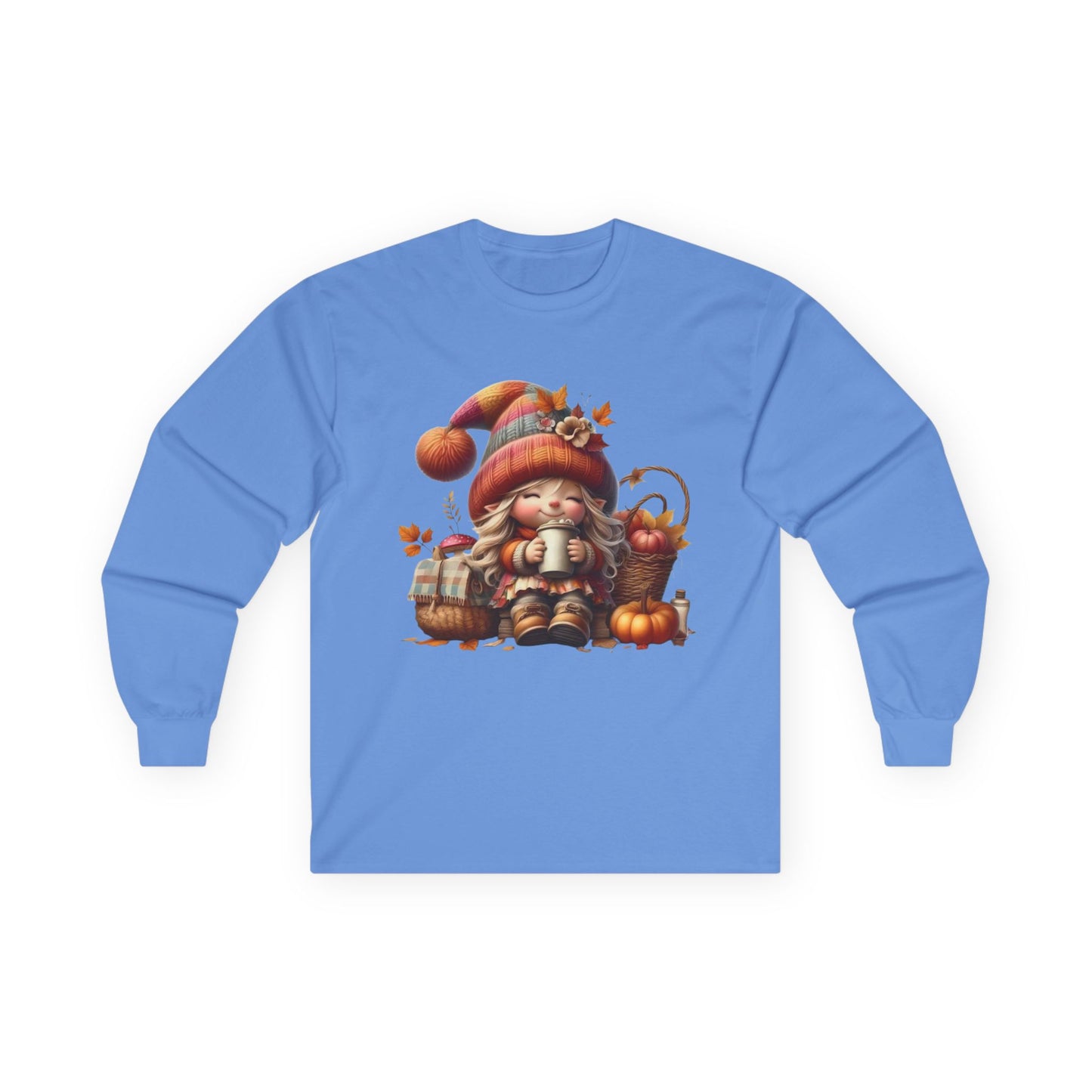 “Cozy Cup Gnome” Long Sleeve Tee – Autumn Hearth Edition