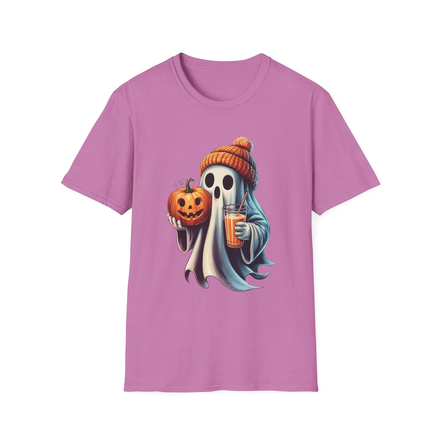 Sip and Boo Unisex Softstyle T-Shirt - Ghostlike Pop-Art Mascot Tee, Halloween Trick-or-Treat Apparel