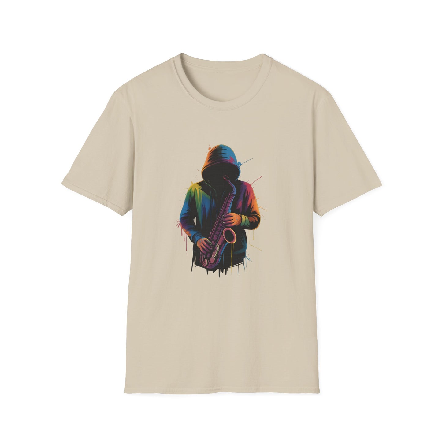 Musician Saxophonist Neon Paint Splatter T-Shirt