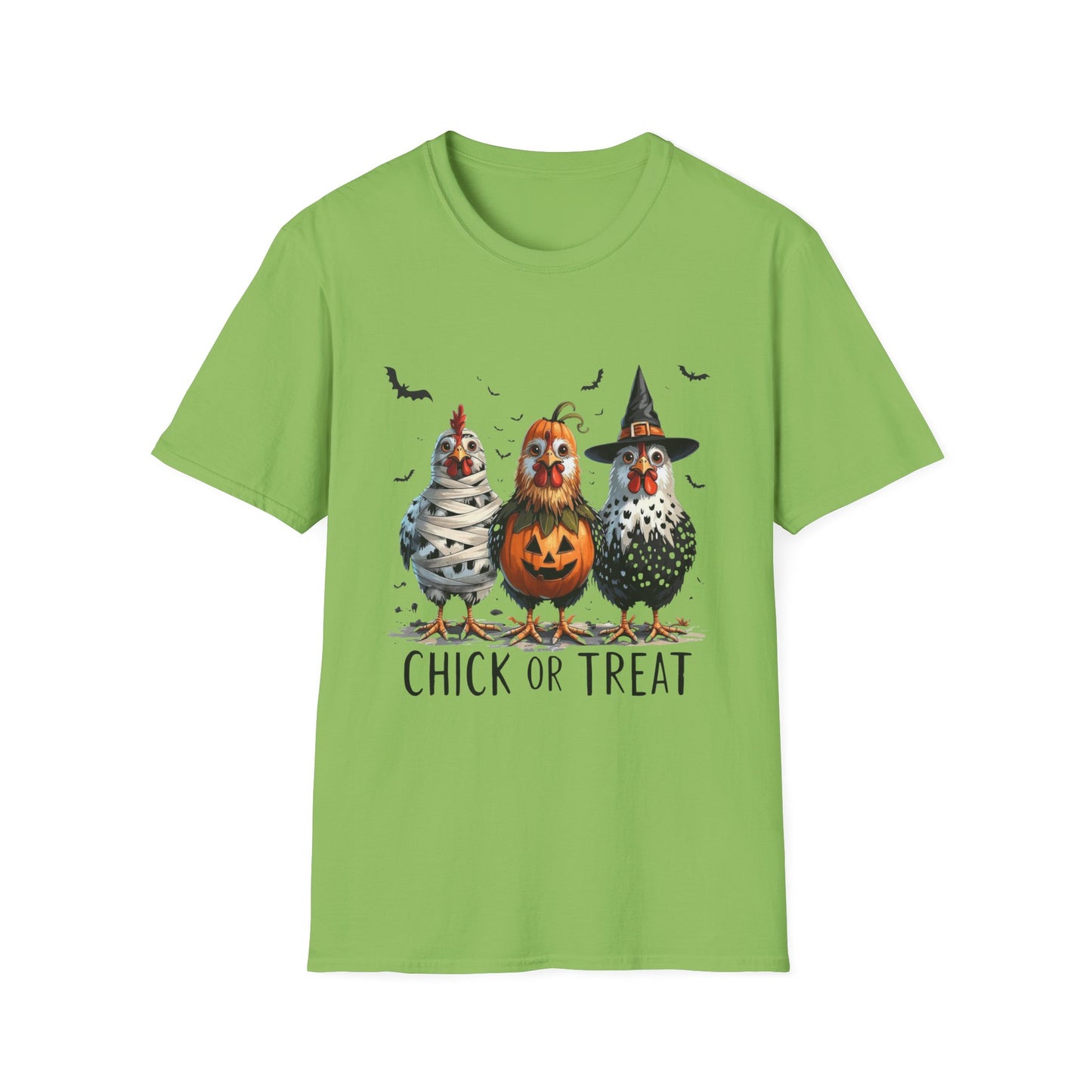 Chick or Treat Softstyle T-Shirt, Trick or Treat Tee, Spooky Halloween Shirt, Sarcastic Chicken Shirt