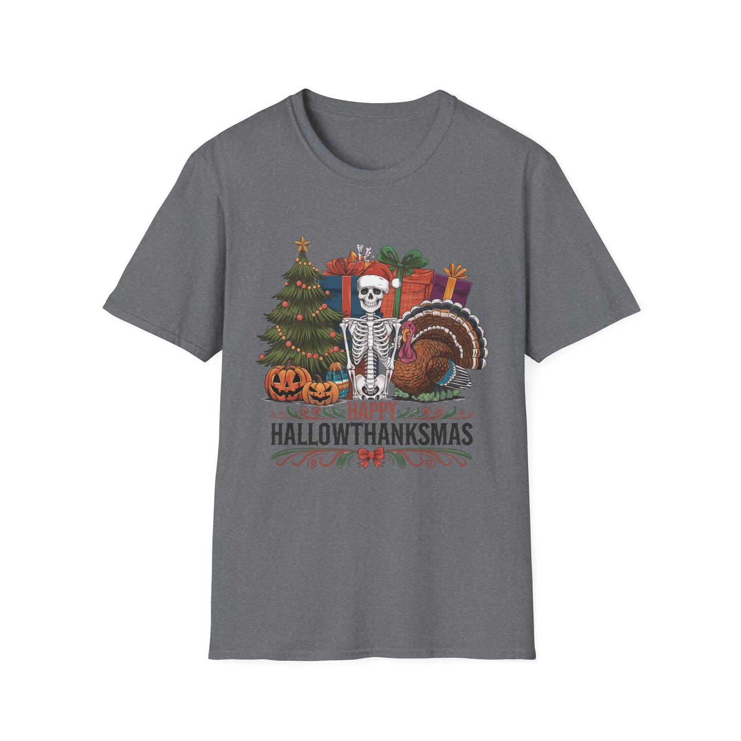 Happy Hallowthanksmas – Skeleton Holiday Mashup Short Sleeve Tee